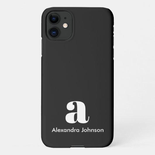 Minimaler Name für personalisierte Schwarze Modern iPhone Hülle (Rückseite)