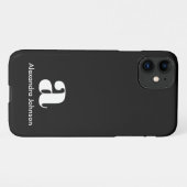 Minimaler Name für personalisierte Schwarze Modern iPhone Hülle (Rückseite (Horizontal))