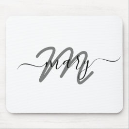 Minimaler Name Monogram White Gray Mousepad
