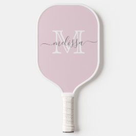 Minimaler Name und Monogramm in Rosa elegant Pickleball Schläger