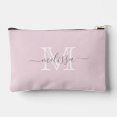Minimaler Name und Monogramm in Rosa elegant Zubehörtasche (Rückseite)