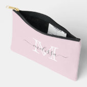Minimaler Name und Monogramm in Rosa elegant Zubehörtasche (Offen)