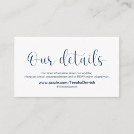 Minimaler, navy-blauer Schriftart, Hochzeitdetails Begleitkarte
