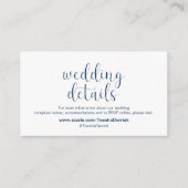 Minimaler, navy-blauer Schriftart, Hochzeitdetails Begleitkarte (Vorderseite)