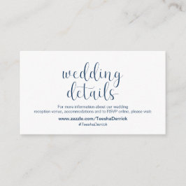 Minimaler, navy-blauer Schriftart, Hochzeitdetails Begleitkarte