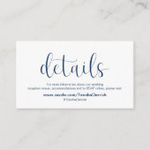 Minimaler, navy-blauer Schriftart, Hochzeitdetails Begleitkarte (Vorderseite)
