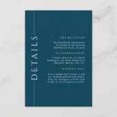 Minimaler Navy Blue Wedding Details Beilage Begleitkarte (Vorderseite)