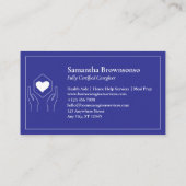 Minimaler Navy White Hand Heart Caregiver Visitenkarte (Rückseite)