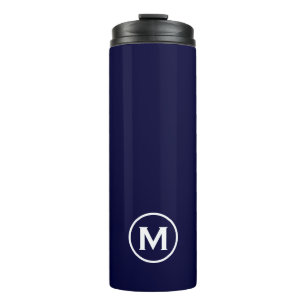 Minimaler Navy White Monogram Travel Mug Thermosbecher