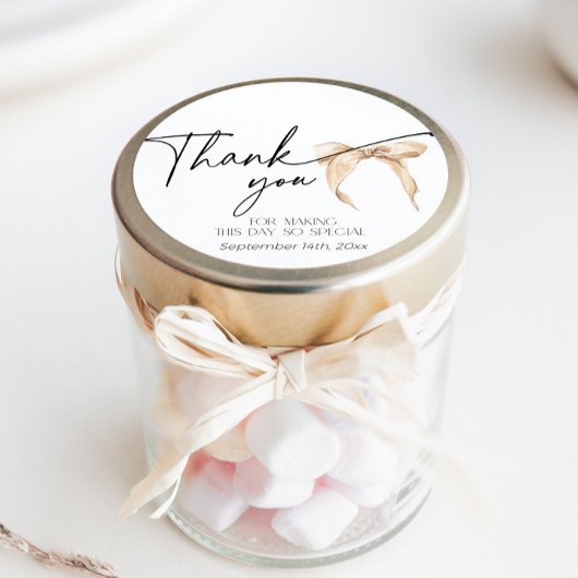 Minimaler neutraler Bugbeige Danke Brautparty Quadratischer Aufkleber