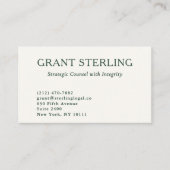 Minimaler neutraler Emerald Green Legal QR-Code Visitenkarte (Vorderseite)