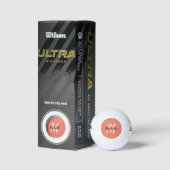 Minimaler Niedlicher Orange Monogramm Name + Anfan Golfball (Verpackungen)
