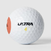 Minimaler Niedlicher Orange Monogramm Name + Anfan Golfball (Logo)