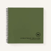 Minimaler Olive Classic Monogram Graph Notizblock (Vorderseite)