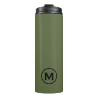 Minimaler Olive Green Black Monogram Travel Mug