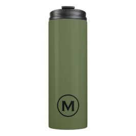 Minimaler Olive Green Black Monogram Travel Mug Thermosbecher