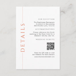 Minimaler Orange Wedding Details Einfügen QR Code Begleitkarte