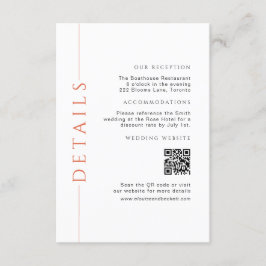 Minimaler Orange Wedding Details Einfügen QR Code Begleitkarte