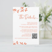 Minimaler Orange Wedding RSVP Online QR Code Detai Begleitkarte (Stehend Vorderseite)
