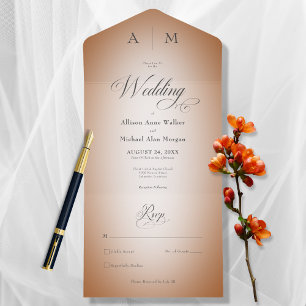 Minimaler Orangefarbener Rost und Weißer Blur Mode All In One Einladung