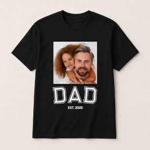 Minimaler Papa Gegründetes Jahr Neuer Vater Foto T-Shirt