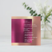 Minimaler Party Kupfer Rose metallisch Einladung (Stehend Vorderseite)