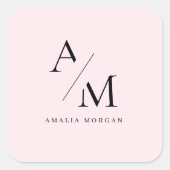 Minimaler Pastelrosa Anfangskleber und Personalisi Quadratischer Aufkleber (Vorderseite)