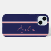 Minimaler Personalisierter Blauer Rosa Case-Mate iPhone Hülle (Rückseite (Horizontal))