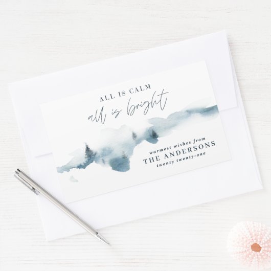 Minimaler personalisierter Farbwald Rechteckiger Aufkleber (Umschlag)