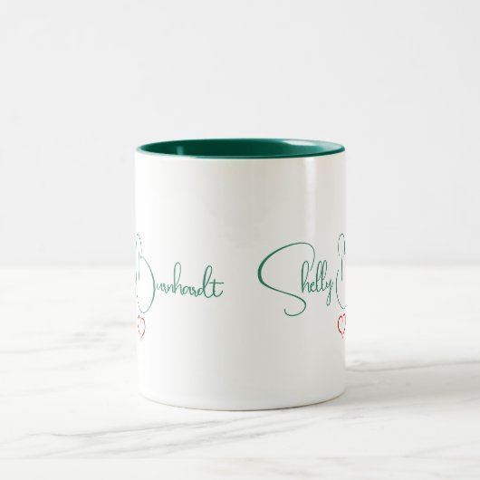 Minimaler Personalisierter Name Niedliches Rotes H Zweifarbige Tasse (Mittel)