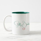 Minimaler Personalisierter Name Niedliches Rotes H Zweifarbige Tasse (Links)
