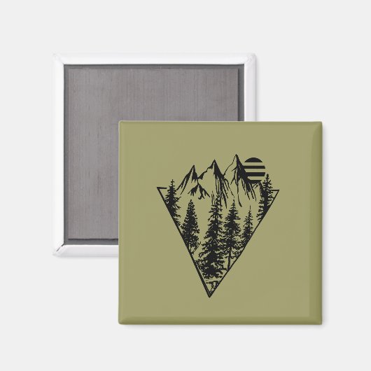 Minimaler Pinienwald Magnet (Vorderseite/Rückseite)