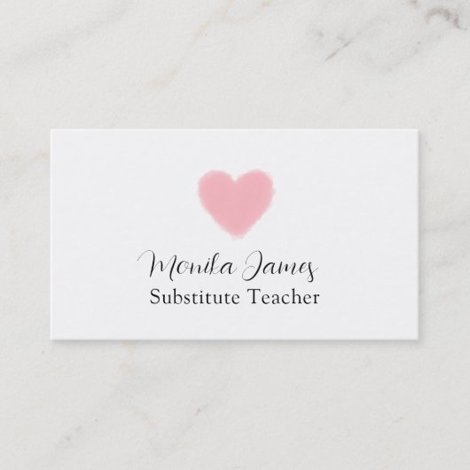 Minimaler Pink-Herz-Ersatzlehrer Visitenkarte (Vorderseite)