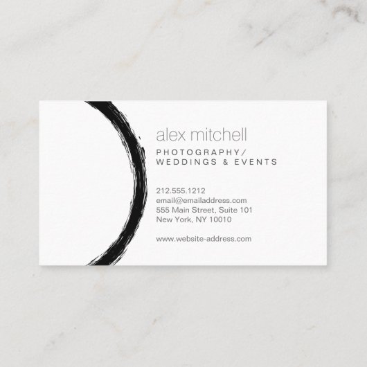 Minimaler Pinselstrich Circle Fotograf Visitenkarte (Rückseite)