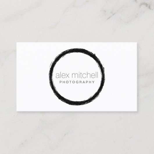 Minimaler Pinselstrich Circle Fotograf Visitenkarte (Vorderseite)