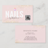 Minimaler Polnischer Nagelbeauty Salon QR Code Ros Telefonnummerkarte (Vorne/Hinten)