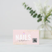Minimaler Polnischer Nagelbeauty Salon QR Code Ros Telefonnummerkarte (Stehend Vorderseite)