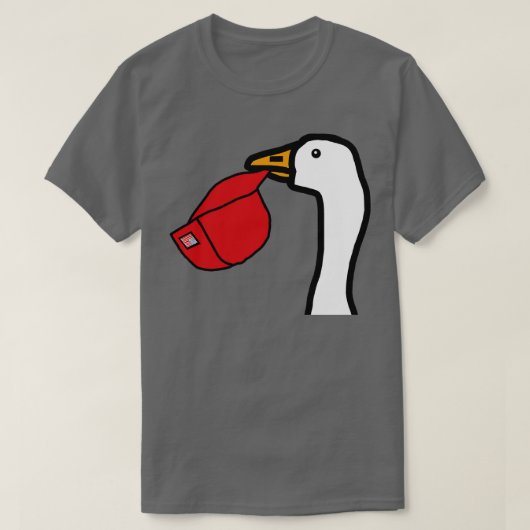 Minimaler Portrait Goose Stealing Red Hat T-Shirt (Design vorne)