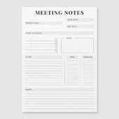 Minimaler professioneller Meeting Notes-Planer Magneteinladung (Vorderseite)