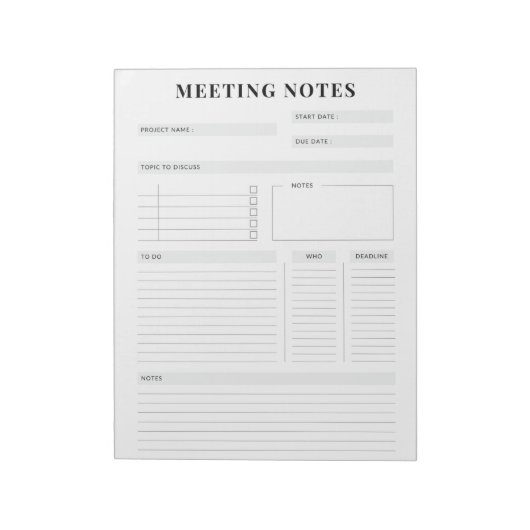 Minimaler professioneller Meeting Notes-Planer Notizblock (Rotiert)
