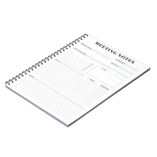 Minimaler professioneller Meeting Notes-Planer Notizblock (Linke Seite)