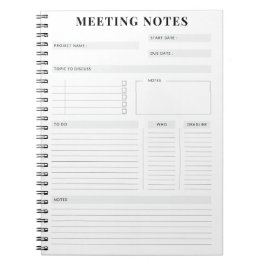 Minimaler professioneller Meeting Notes-Planer Notizblock