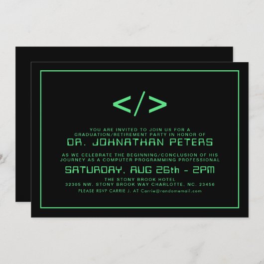 Minimaler Programmierer-Abschluss|Einladung zur Rü Einladung (Vorne/Hinten)