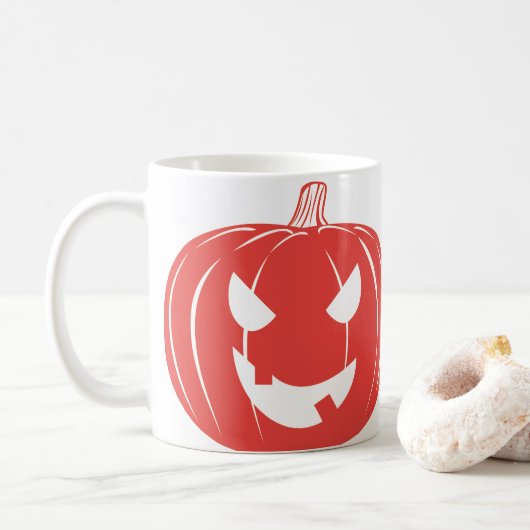 Minimaler Pumpkin-Trick oder Treat-Tasse Kaffeetasse (Mit Donut)