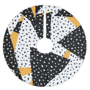 Minimaler Punktaufbau: Schwarz-weiß gelb Polyester Weihnachtsbaumdecke