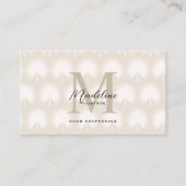 Minimaler QR-Code Beige Anahaw Leaf-Script-Monogra Visitenkarte (Vorderseite)
