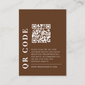 Minimaler QR-Code Dunkelbraun-Hochzeitdetails-Foto Begleitkarte (Vorderseite)