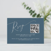 Minimaler QR-Code für Aquamarine Hochzeiten RSVP Karte (Stehend Vorderseite)