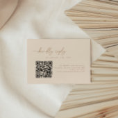 Minimaler QR-Code für Beige-Hochzeit RSVP Karte