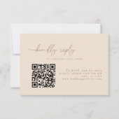 Minimaler QR-Code für Beige-Hochzeit RSVP Karte (Vorderseite)